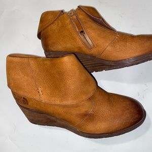 The North Face Bridgeton Ankle Zip Up Brown Bootie Leather Wedge Women's Size 7